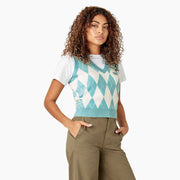 Dickies - Womens Sweater Vest - Pastel Turquoise Argyle