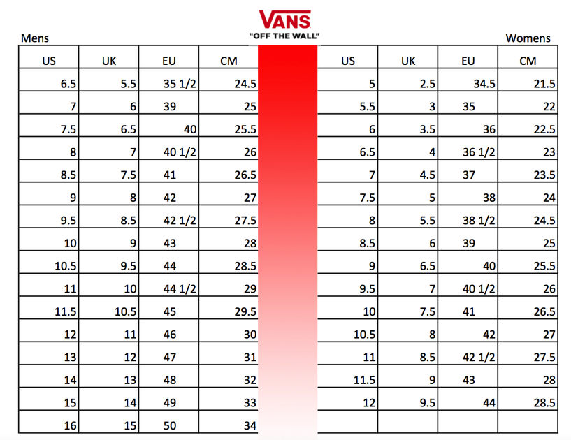 Shoe chart 2025 womens to mens