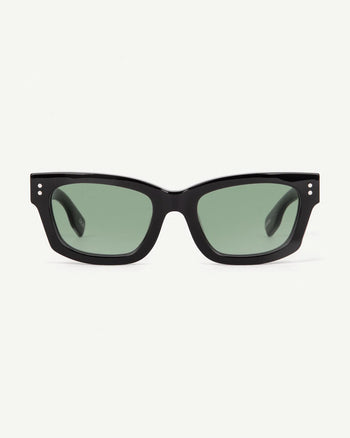 Decade - Milton 60s Sunglasses - Gloss Black / Green
