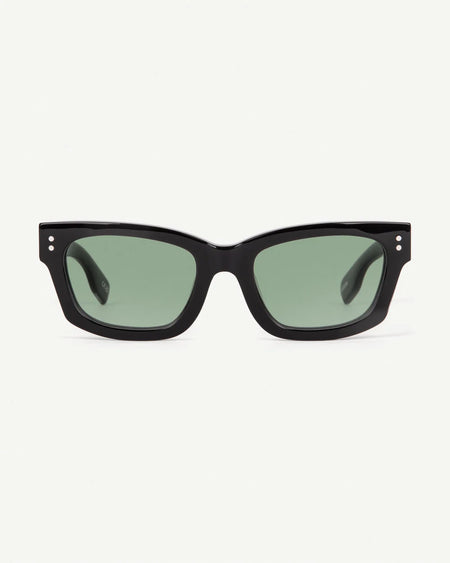 Decade - Milton 60s Sunglasses - Gloss Black / Green
