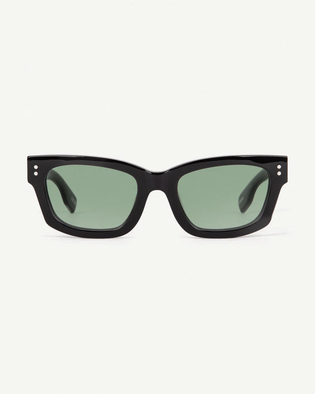 Decade - Milton 60s Sunglasses - Gloss Black / Green