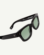 Decade - Milton 60s Sunglasses - Gloss Black / Green