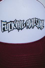 Fucking Awesome - Scanner Warp Stamp Trucker Hat - Maroon