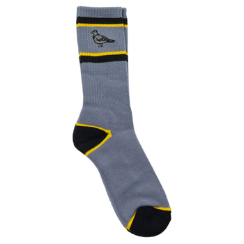 Antihero - Basic Pigeon Embroidered Socks - Grey/Yellow