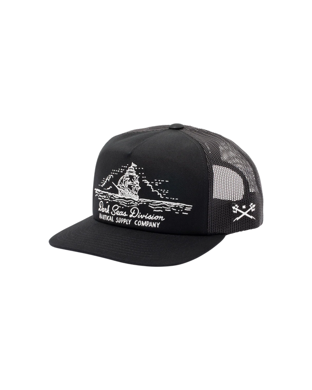 Dark Seas Division - Tall Ship Trucker Hat - Black
