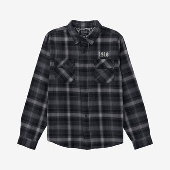 1910 - Burslem Flannel Button Up Shirt - Charcoal