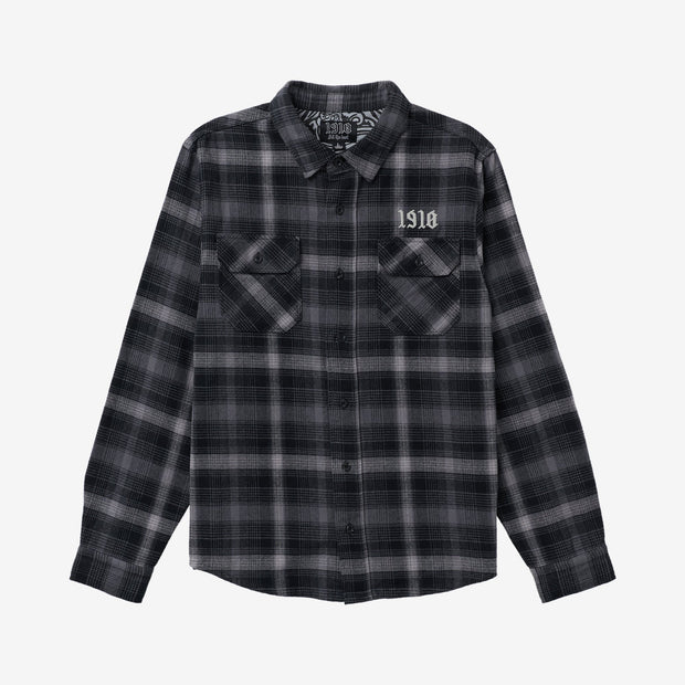 1910 - Burslem Flannel Button Up Shirt - Charcoal