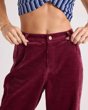 Volcom - Relaxed Pull On Cord Pant - Burgundy