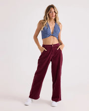 Volcom - Relaxed Pull On Cord Pant - Burgundy