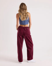 Volcom - Relaxed Pull On Cord Pant - Burgundy