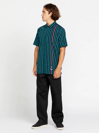 Volcom - Schroff X Volcom Stripe Button up Shirt - Dark Aqua