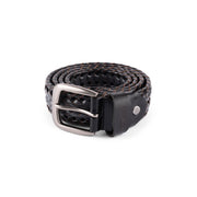 Dime - Braided Leather Belt - Black / Charcoal