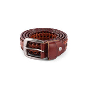 Dime - Braided Leather Belt - Caramel / Brown