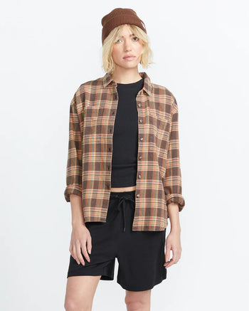 Volcom - Plaid to Meet U 2 Long Sleeve - Vintage Brown