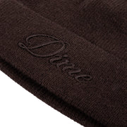 Dime - Cursive Wool Fold Beanie - Dark Brown