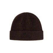 Dime - Cursive Wool Fold Beanie - Dark Brown