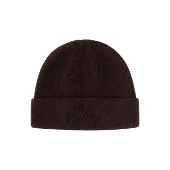 Dime - Cursive Wool Fold Beanie - Dark Brown