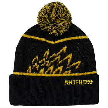 Antihero - Eagle Pom Beanie - Black / Yellow - Board Of Missoula