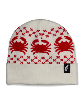 Crab Grab - Nordicrab Beanie - Off White and Red