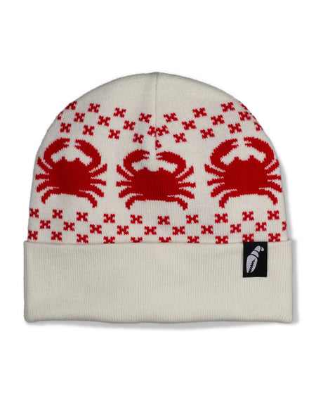 Crab Grab - Nordicrab Beanie - Off White / Red
