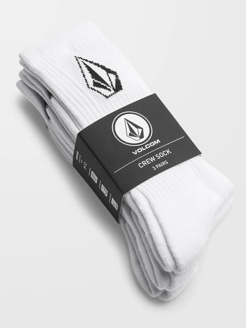 Volcom - 3-Pack Cottonblend Crew Socks - White