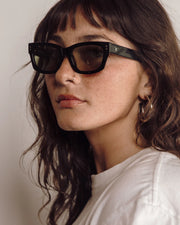 Decade - Milton 60s Sunglasses - Gloss Black / Green