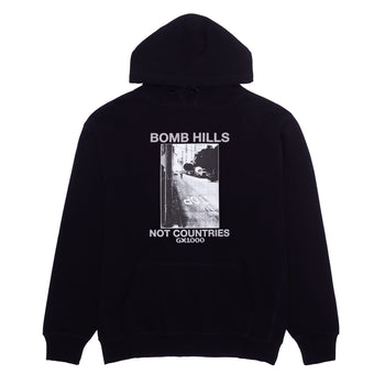 GX1000 - Bomb Hills Not Countries Hoodie - Black / Grey Font - Board Of Missoula