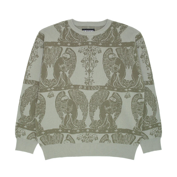 GX1000 - Jacquard Knit Angel Sweater - Grey / Green – Board Of GX1000 - Jacquard Knit Angel Sweater - Grey / Green – Board Of