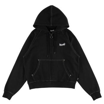 Welcome - Vamp Cropped Zip Stud Hoodie - Black