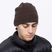 Dime - Cursive Wool Fold Beanie - Dark Brown