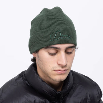 Dime - Cursive Wool Fold Beanie - Forest