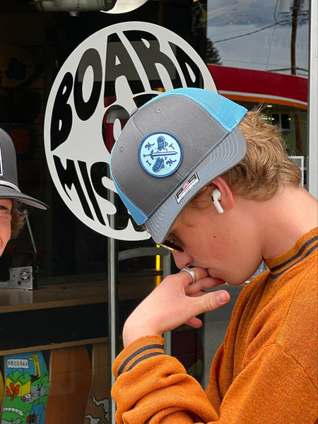 Board of Missoula - Madness In The Mountain Trucker Hat - Grey / Blue