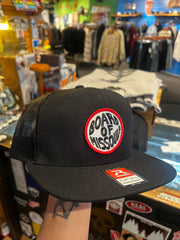 Board of Missoula - Red Fisheye Trucker Hat - Black / Black