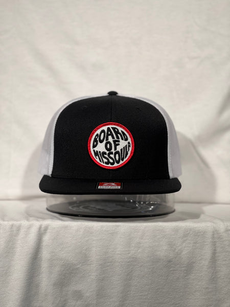 Board of Missoula - Red Fisheye Trucker Hat - Black / White - Board Of Missoula
