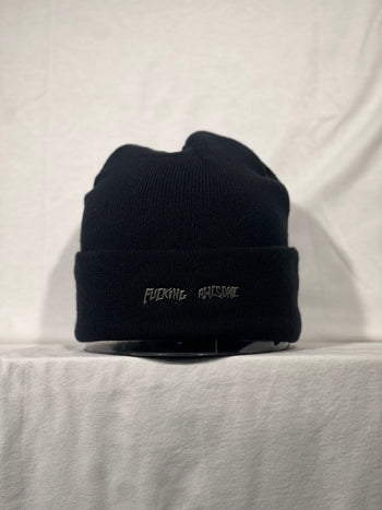 Fucking Awesome - Metal Stamp Logo Cuff Beanie - Black