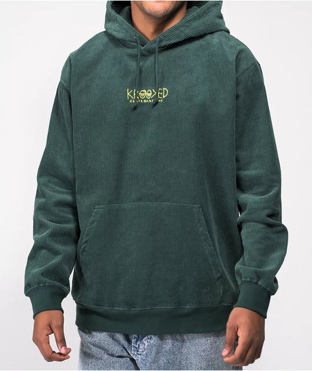 Krooked - Eyes Corduroy Hoodie - Green