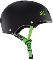 S1 Helmet Co - Lifer Helmet -  Black Matte / Bright Green Straps
