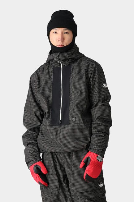 686 - Mens Ghost 2.5L Anorak - Black Grid Colorblock