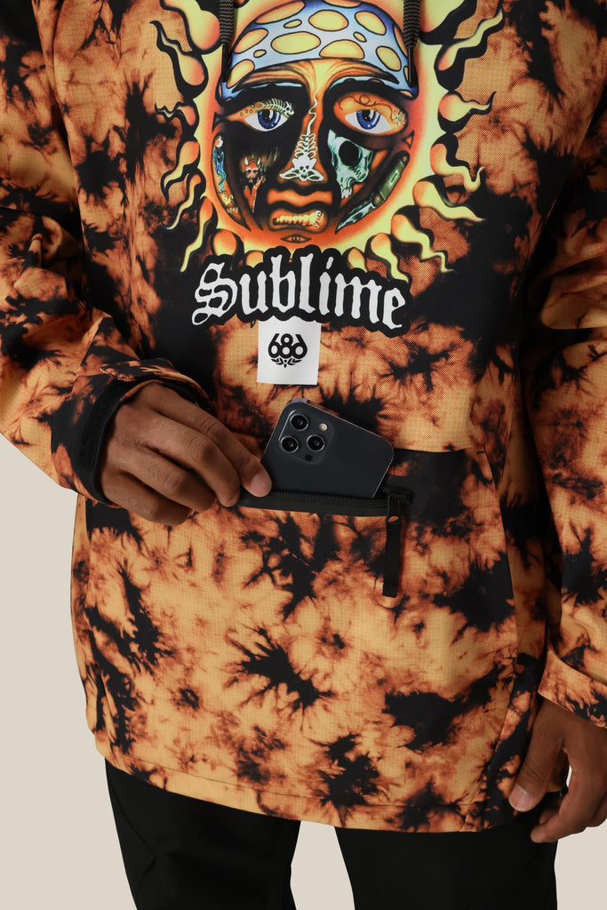 maileey❤︎ 686 - Mens Waterproof Hoodie - Sublime Orange Tie Dye