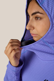 686 - Womens Mission Grid Fleece Hoody - Alpenglow Blue