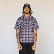 Welcome - Cell Woven Plaid Zip Shirt - Lavender Grey