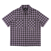 Welcome - Cell Woven Plaid Zip Shirt - Lavender Grey