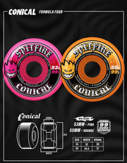 Spitfire - F4 99a Conical Wheels Orange - 55mm