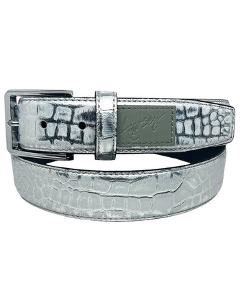 Loosey - Premium Slither Belt - Silver Croc - Board Of Missoula