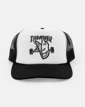 Thrasher - Spitfire Thrash & Burn Trucker Hat - Black / White / Black - Board Of Missoula