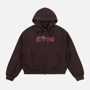 Dime - Distressed Terry Zip Hoodie - Acid Brown