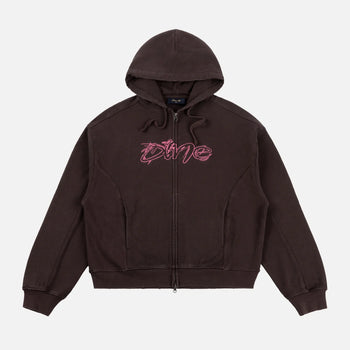 Dime - Distressed Terry Zip Hoodie - Acid Brown