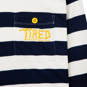 Tired - Squiggly Logo Striped Pocket Longsleeve - Red/Navy