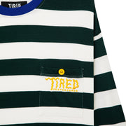 Tired - Squiggly Logo Striped Pocket Longsleeve - Purple/Forest