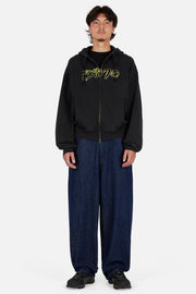 Dime - Distressed Terry Zip Hoodie - Acid Black